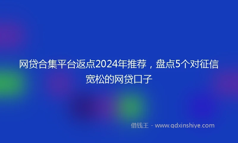 网贷合集平台返点2024年推荐，盘点5个对征信宽松的网贷口子