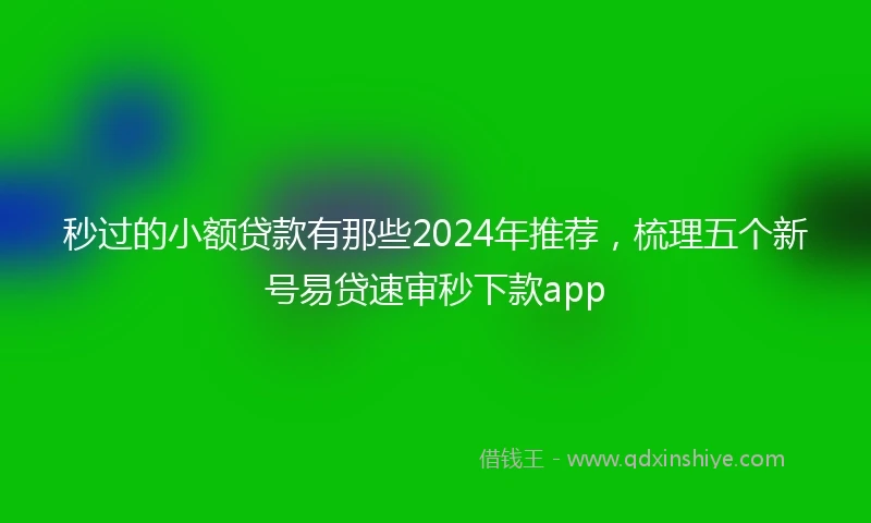 秒过的小额贷款有那些2024年推荐，梳理五个新号易贷速审秒下款app