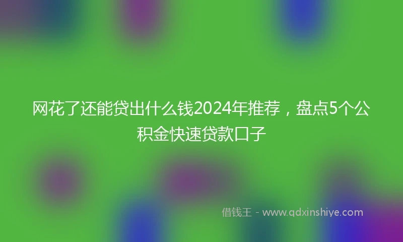 网花了还能贷出什么钱2024年推荐，盘点5个公积金快速贷款口子