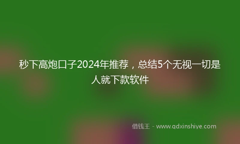 秒下高炮口子2024年推荐，总结5个无视一切是人就下款软件