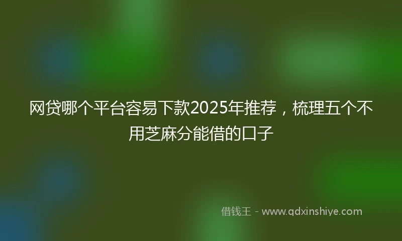 网贷哪个平台容易下款2025年推荐，梳理五个不用芝麻分能借的口子