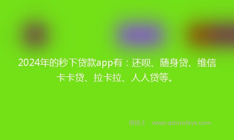 2024年的秒下贷款app有：还呗、随身贷、维信卡卡贷、拉卡拉、人人贷等。