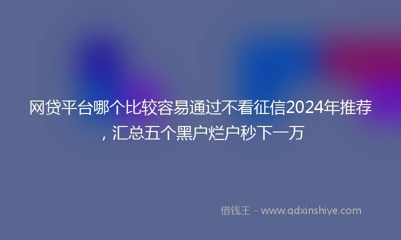 网贷平台哪个比较容易通过不看征信2024年推荐，汇总五个黑户烂户秒下一万