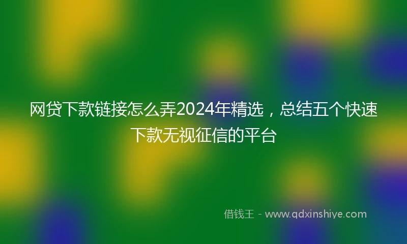 网贷下款链接怎么弄2024年精选，总结五个快速下款无视征信的平台