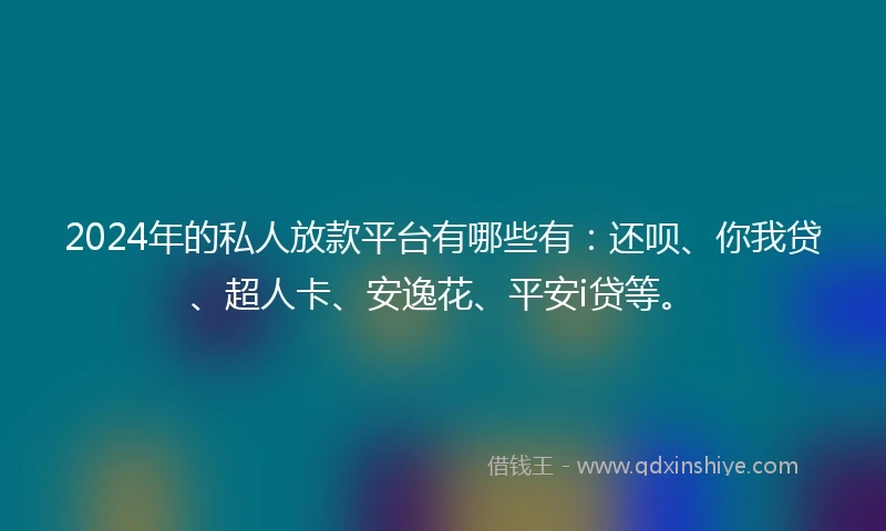2024年的私人放款平台有哪些有：还呗、你我贷、超人卡、安逸花、平安i贷等。