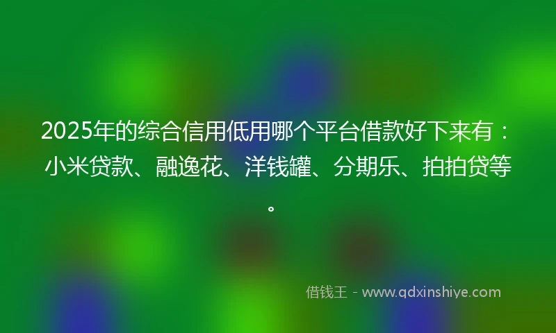 2025年的综合信用低用哪个平台借款好下来有：小米贷款、融逸花、洋钱罐、分期乐、拍拍贷等。
