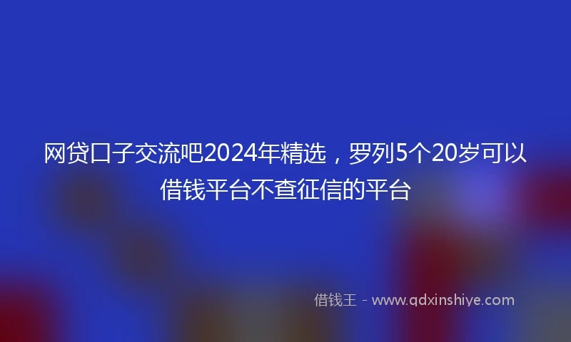 网贷口子交流吧2024年精选，罗列5个20岁可以借钱平台不查征信的平台