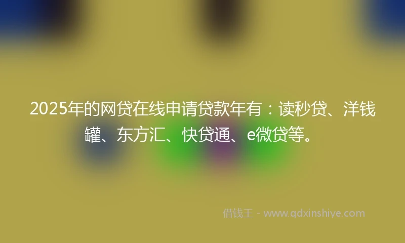 2025年的网贷在线申请贷款年有：读秒贷、洋钱罐、东方汇、快贷通、e微贷等。