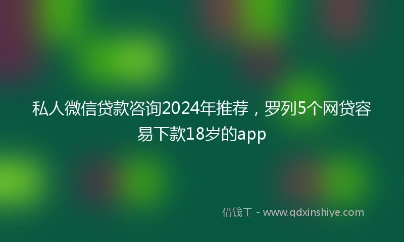 私人微信贷款咨询2024年推荐，罗列5个网贷容易下款18岁的app