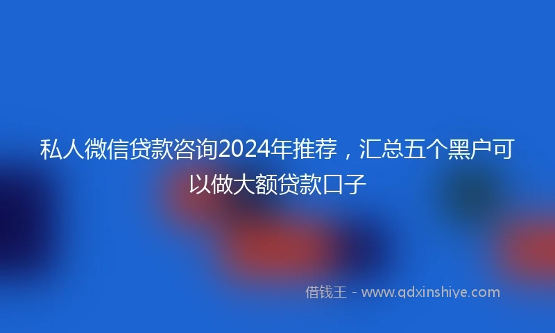 私人微信贷款咨询2024年推荐，汇总五个黑户可以做大额贷款口子