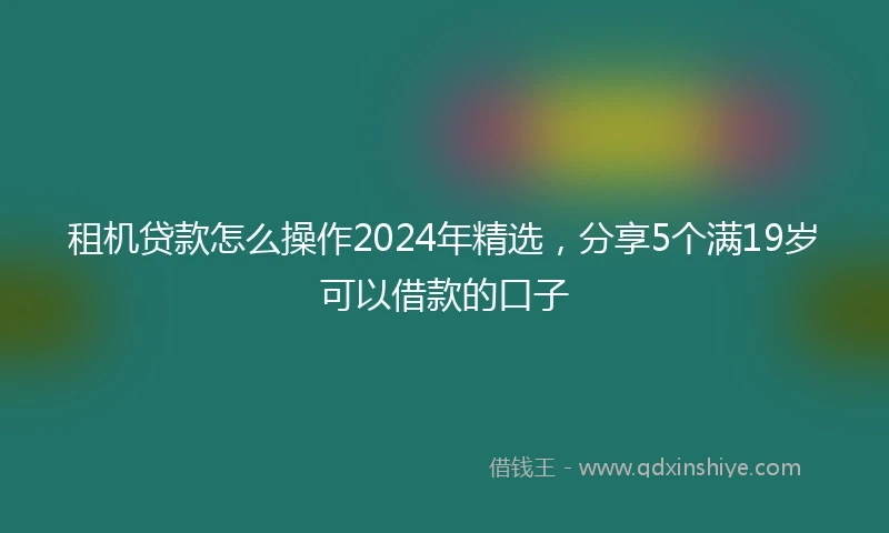租机贷款怎么操作2024年精选，分享5个满19岁可以借款的口子