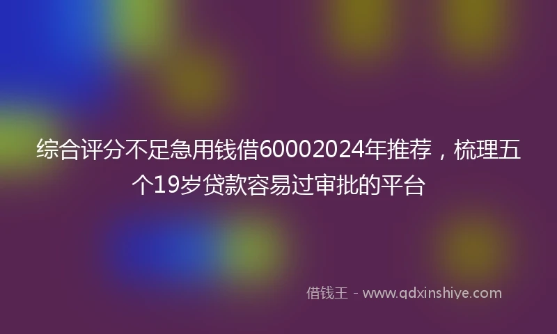 综合评分不足急用钱借60002024年推荐，梳理五个19岁贷款容易过审批的平台