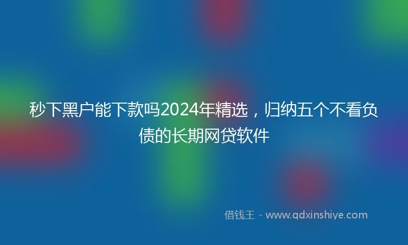 秒下黑户能下款吗2024年精选，归纳五个不看负债的长期网贷软件