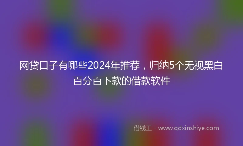 网贷口子有哪些2024年推荐，归纳5个无视黑白百分百下款的借款软件