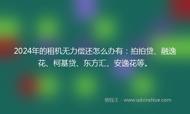2024年的租机无力偿还怎么办有：拍拍贷、融逸花、柯基贷、东方汇、安逸花等。