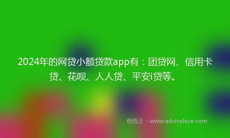 2024年的网贷小额贷款app有：团贷网、信用卡贷、花呗、人人贷、平安i贷等。