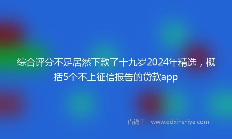 综合评分不足居然下款了十九岁2024年精选，概括5个不上征信报告的贷款app