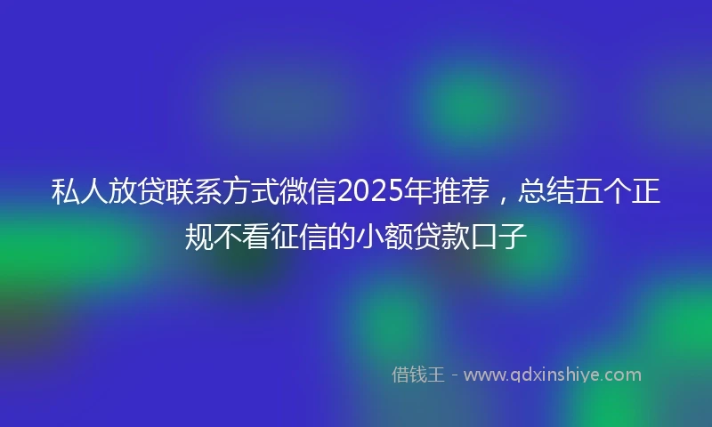 私人放贷联系方式微信2025年推荐，总结五个正规不看征信的小额贷款口子