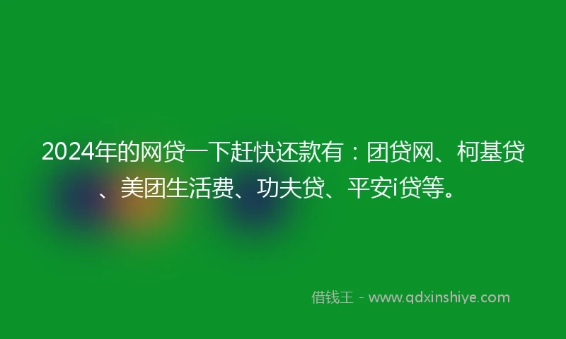 2024年的网贷一下赶快还款有：团贷网、柯基贷、美团生活费、功夫贷、平安i贷等。
