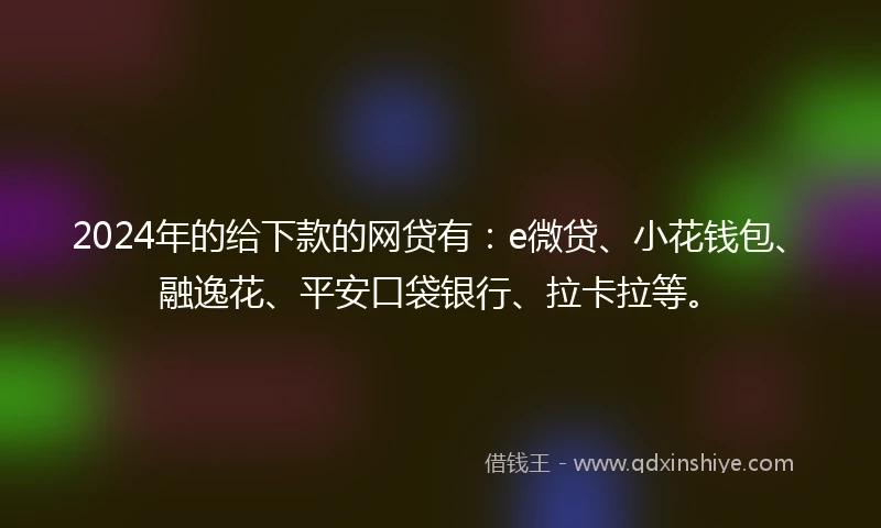 2024年的给下款的网贷有：e微贷、小花钱包、融逸花、平安口袋银行、拉卡拉等。