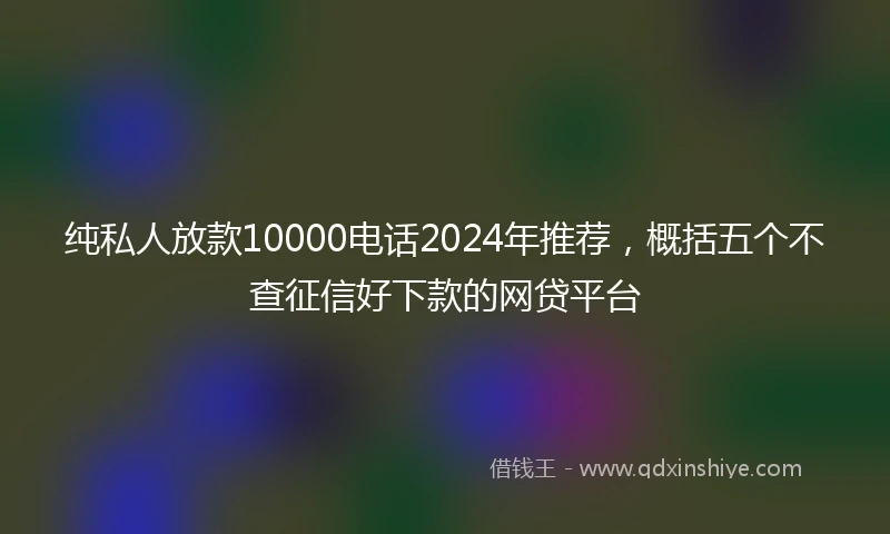 纯私人放款10000电话2024年推荐，概括五个不查征信好下款的网贷平台