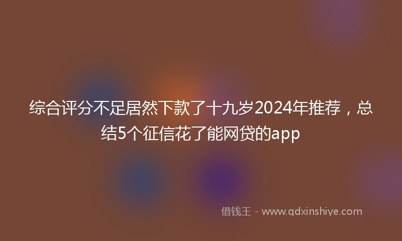 综合评分不足居然下款了十九岁2024年推荐，总结5个征信花了能网贷的app