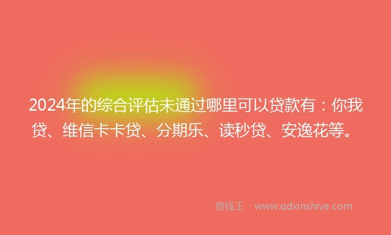 2024年的综合评估未通过哪里可以贷款有：你我贷、维信卡卡贷、分期乐、读秒贷、安逸花等。