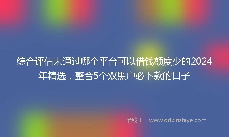 综合评估未通过哪个平台可以借钱额度少的2024年精选，整合5个双黑户必下款的口子