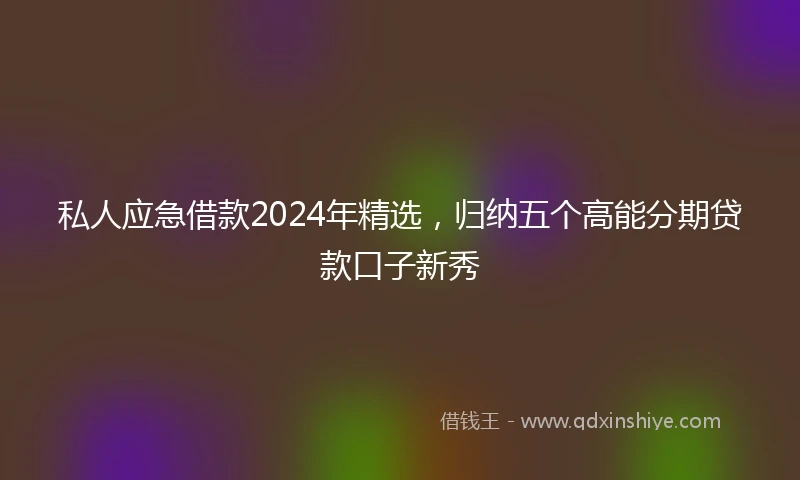 私人应急借款2024年精选，归纳五个高能分期贷款口子新秀