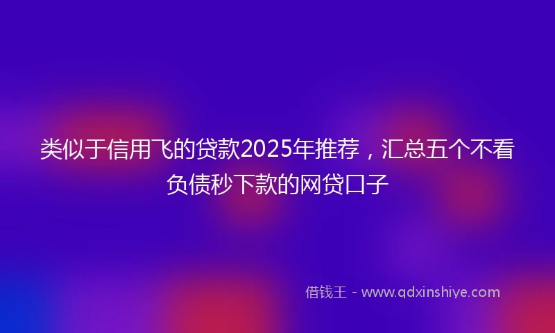 类似于信用飞的贷款2025年推荐，汇总五个不看负债秒下款的网贷口子