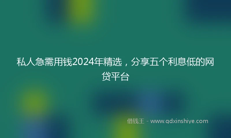 私人急需用钱2024年精选，分享五个利息低的网贷平台