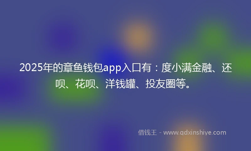 2025年的章鱼钱包app入口有：度小满金融、还呗、花呗、洋钱罐、投友圈等。