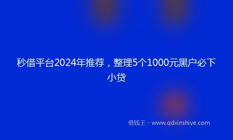 秒借平台2024年推荐，整理5个1000元黑户必下小贷