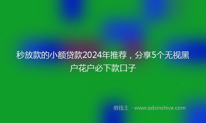 秒放款的小额贷款2024年推荐,分享5个无视黑户花户必下款口子