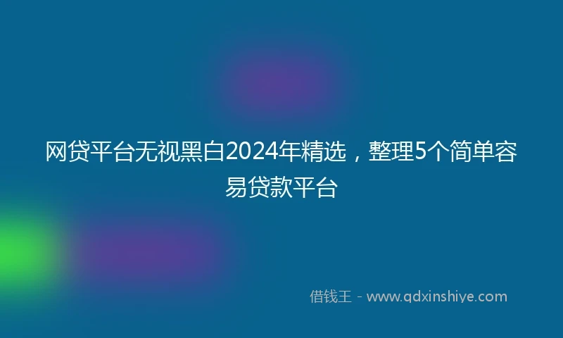 网贷平台无视黑白2024年精选，整理5个简单容易贷款平台