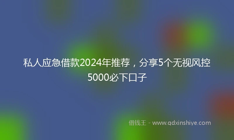 私人应急借款2024年推荐，分享5个无视风控5000必下口子