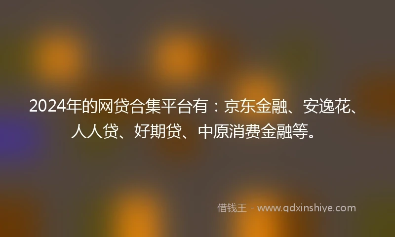 2024年的网贷合集平台有：京东金融、安逸花、人人贷、好期贷、中原消费金融等。