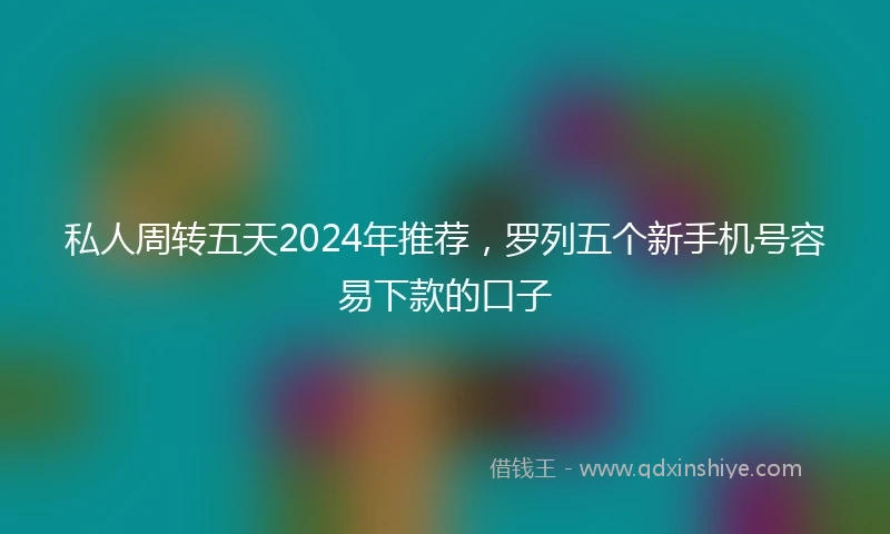 私人周转五天2024年推荐，罗列五个新手机号容易下款的口子