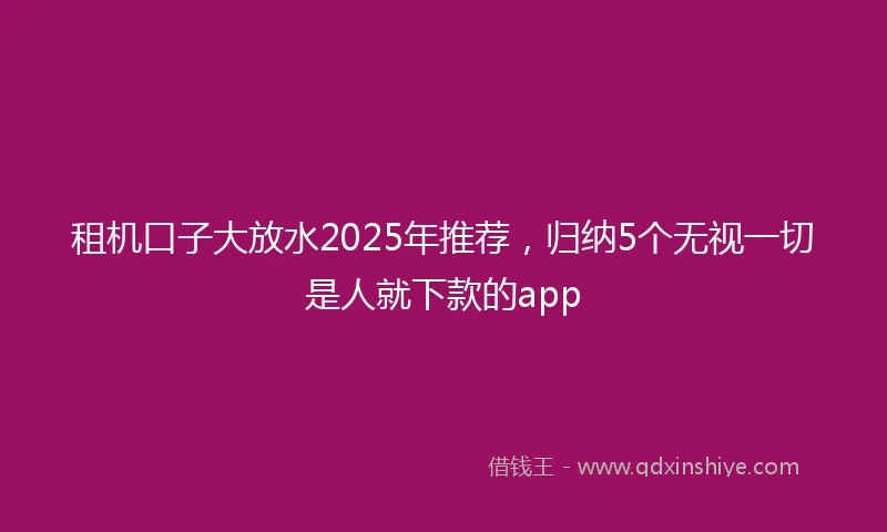 租机口子大放水2025年推荐，归纳5个无视一切是人就下款的app