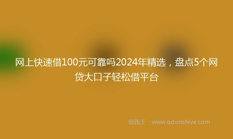 网上快速借100元可靠吗2024年精选，盘点5个网贷大口子轻松借平台