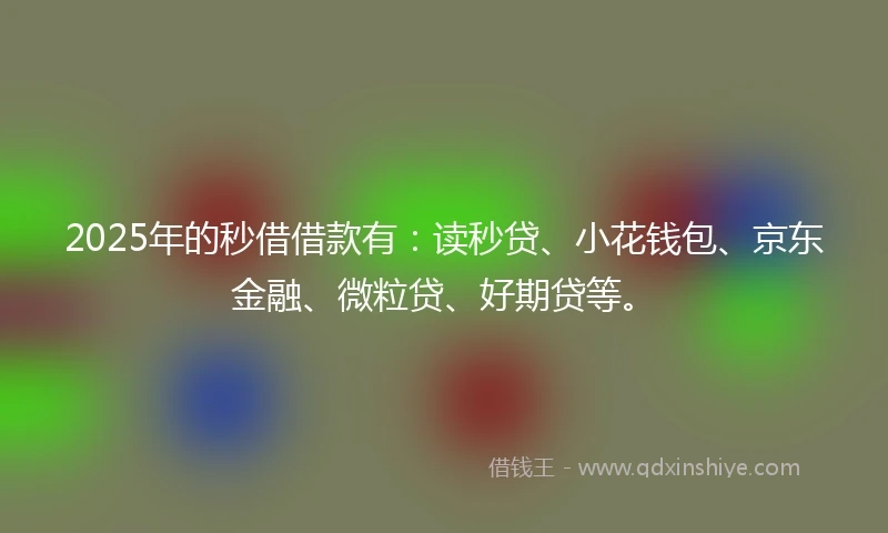 2025年的秒借借款有：读秒贷、小花钱包、京东金融、微粒贷、好期贷等。