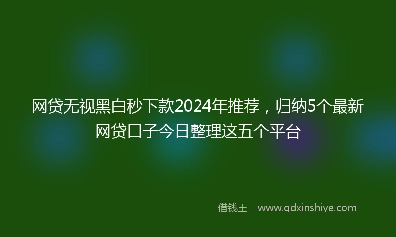 网贷无视黑白秒下款2024年推荐，归纳5个最新网贷口子今日整理这五个平台