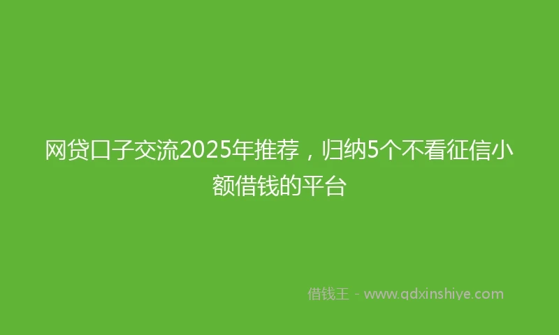 网贷口子交流2025年推荐，归纳5个不看征信小额借钱的平台