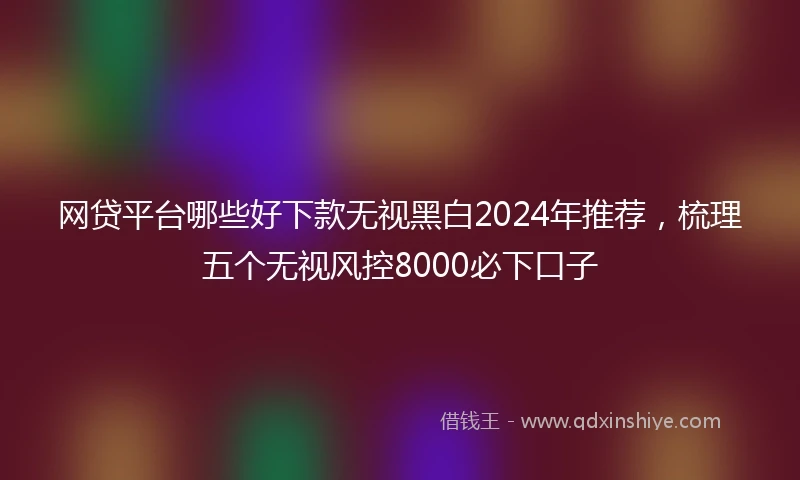 网贷平台哪些好下款无视黑白2024年推荐，梳理五个无视风控8000必下口子