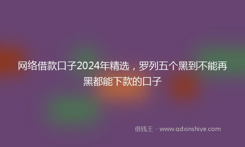 网络借款口子2024年精选，罗列五个黑到不能再黑都能下款的口子