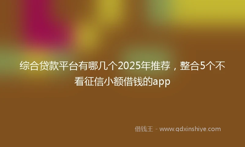 综合贷款平台有哪几个2025年推荐，整合5个不看征信小额借钱的app
