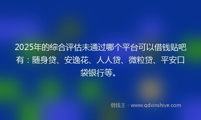 2025年的综合评估未通过哪个平台可以借钱贴吧有：随身贷、安逸花、人人贷、微粒贷、平安口袋银行等。