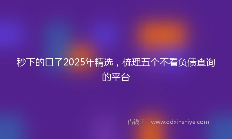 秒下的口子2025年精选，梳理五个不看负债查询的平台
