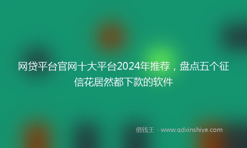 网贷平台官网十大平台2024年推荐，盘点五个征信花居然都下款的软件