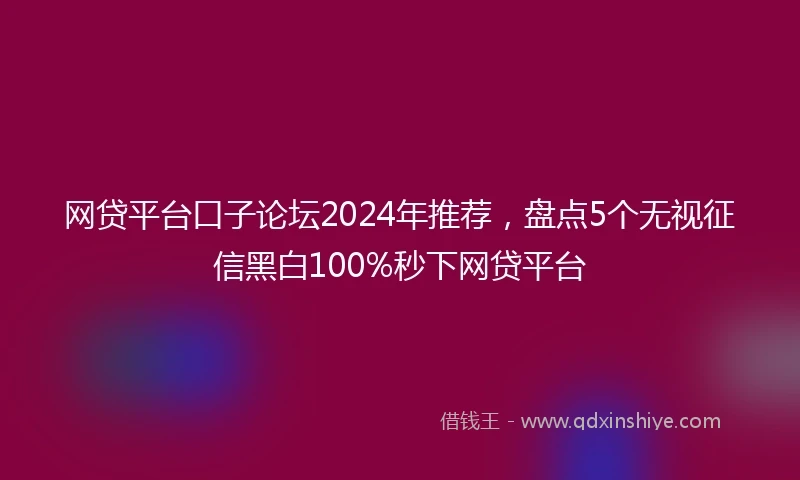 网贷平台口子论坛2024年推荐，盘点5个无视征信黑白100%秒下网贷平台